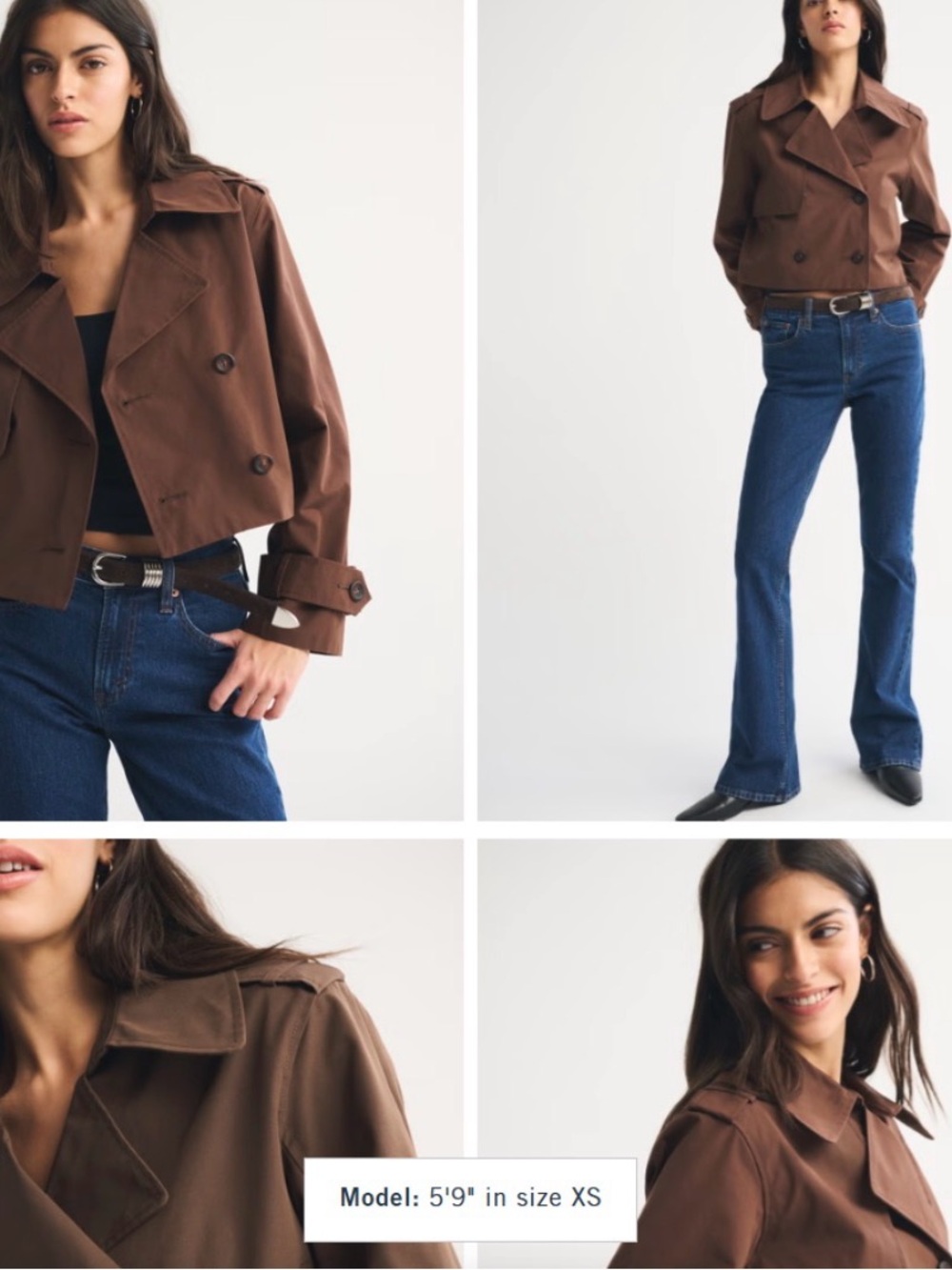 Abercrombie & Fitch Brown Cropped Trench Coat